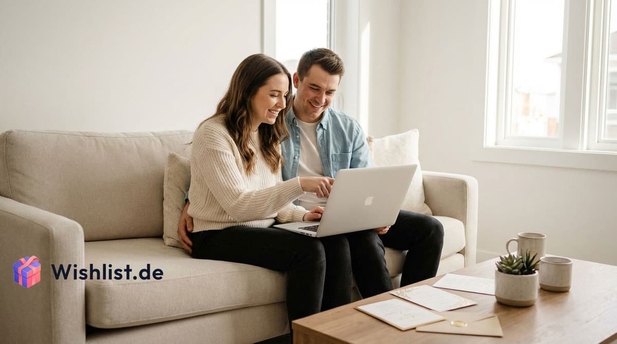 Brautpaar erstellt gemeinsam einen Online-Hochzeitstisch